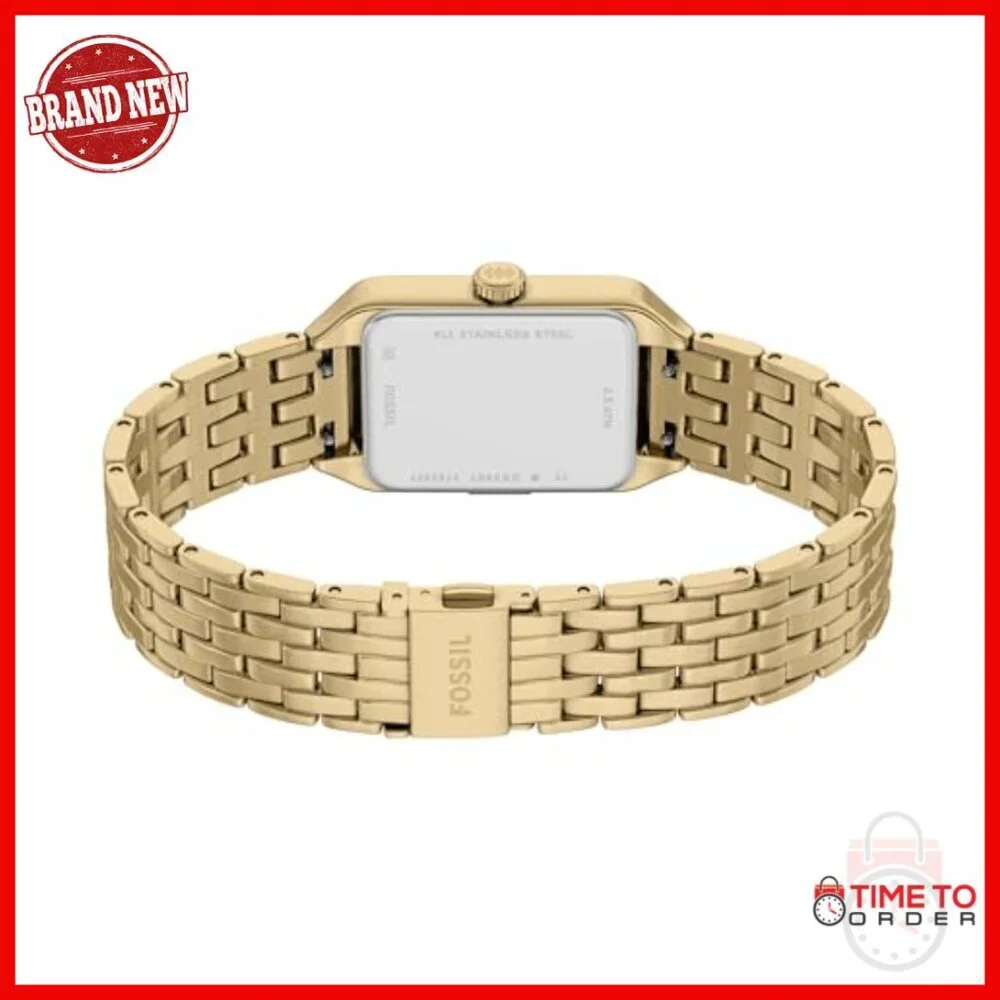 Stainless Steel Quartz Watch with Date Display, 23mm Rectangular Case